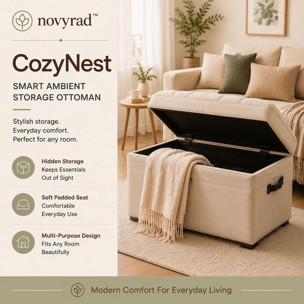 novyrad™ CozyNest Smart Ambient Storage Ottoman